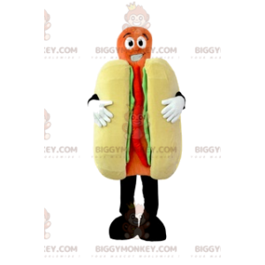 Στολή μασκότ BIGGYMONKEY™ Hot Dog κέτσαπ και μουστάρδας.