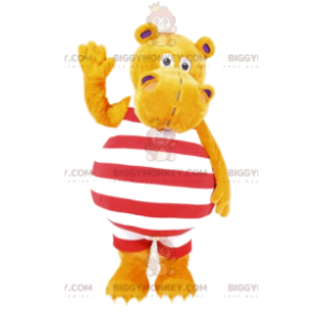 Traje de mascote BIGGYMONKEY™ Hipopótamo amarelo em traje de