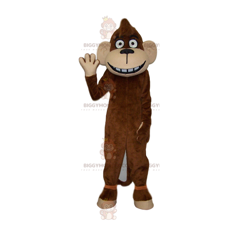 Costume de mascotte BIGGYMONKEY™ de singe marron rigolo.