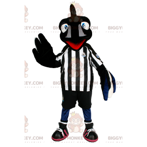 BIGGYMONKEY™ costume da mascotte di uccello nero in tenuta da