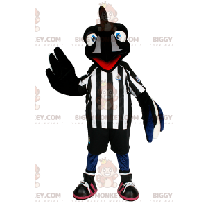 BIGGYMONKEY™ mascot costume of black bird in football gear.