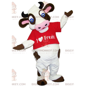 Πολύ αστεία στολή μασκότ αγελάδας BIGGYMONKEY™ με κόκκινο