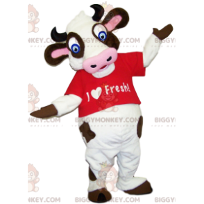 Velmi vtipný kostým maskota krávy BIGGYMONKEY™ s červeným