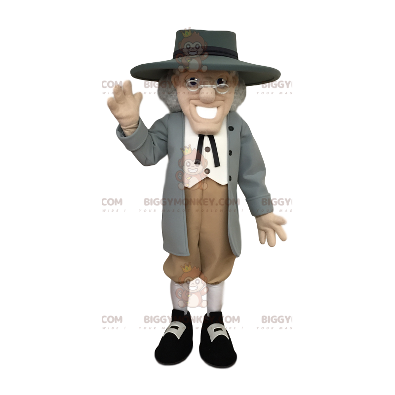 BIGGYMONKEY™ Mascot Costume Stylish Senior Man With Gray Hat –