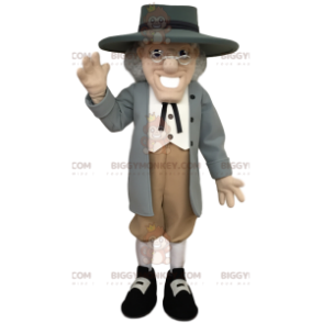 Kostým BIGGYMONKEY™ Maskot Stylový starší muž s šedým kloboukem