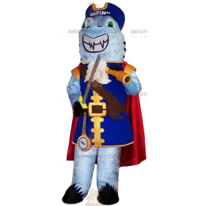 BIGGYMONKEY™ mascot costume of shark in pirate outfit. shark