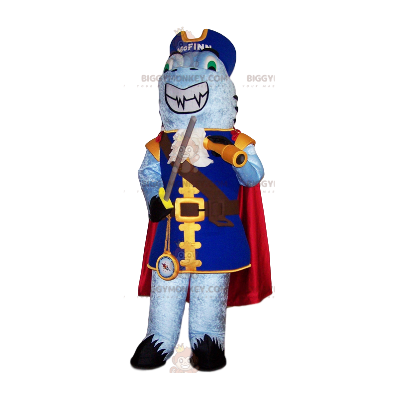 Disfraz de mascota BIGGYMONKEY™ de tiburón con traje de pirata.