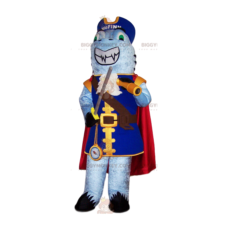 Kostým maskota BIGGYMONKEY™ žraloka v pirátském oblečení.