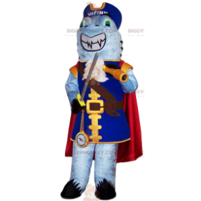 BIGGYMONKEY™ mascot costume of shark in pirate outfit. shark