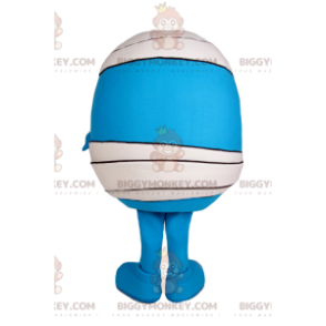 BIGGYMONKEY™ Costume da mascotte omino tondo blu con fasciatura