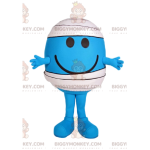 Kostium maskotka mały okrągły niebieski człowiek z bandażem