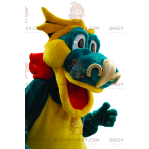 Costume da mascotte drago verde e giallo BIGGYMONKEY™. costume