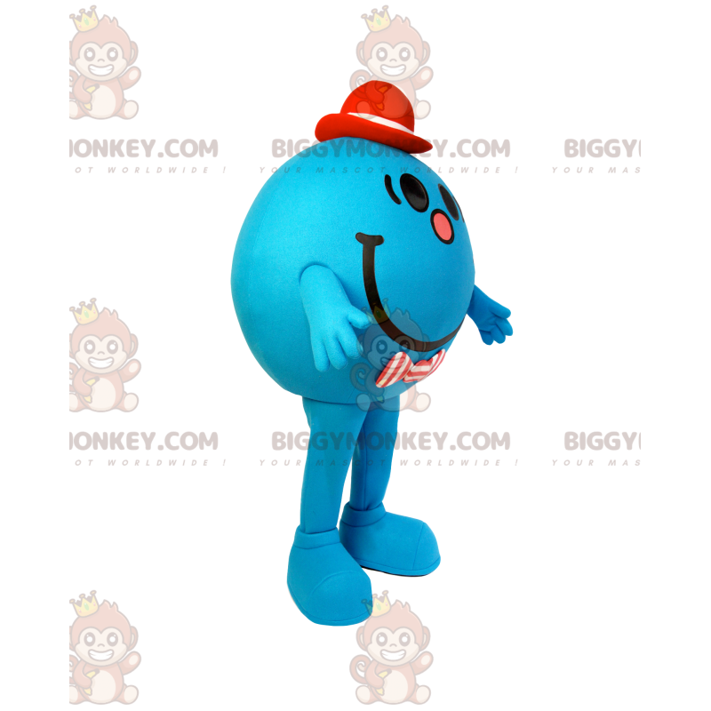 BIGGYMONKEY™ Mascottekostuum Kleine ronde blauwe man met rode