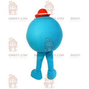 BIGGYMONKEY™ Mascottekostuum Kleine ronde blauwe man met rode