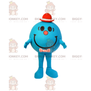 BIGGYMONKEY™ Costume da mascotte Omino tondo blu con cappello