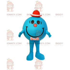 BIGGYMONKEY™ Mascottekostuum Kleine ronde blauwe man met rode