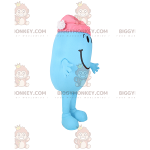 BIGGYMONKEY™ Mascottekostuum kleine blauwe ovale man met roze