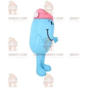 Traje de mascote BIGGYMONKEY™ pequeno homem oval azul com gorro