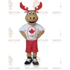 Costume de mascotte BIGGYMONKEY™ de caribou d'élan marron avec