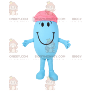 BIGGYMONKEY™ Mascottekostuum kleine blauwe ovale man met roze