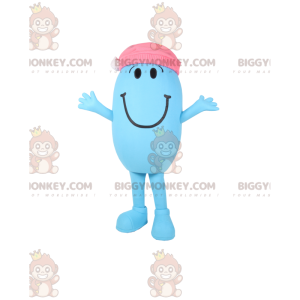 BIGGYMONKEY™ Mascot Costume Small Blue Oval Man With Pink