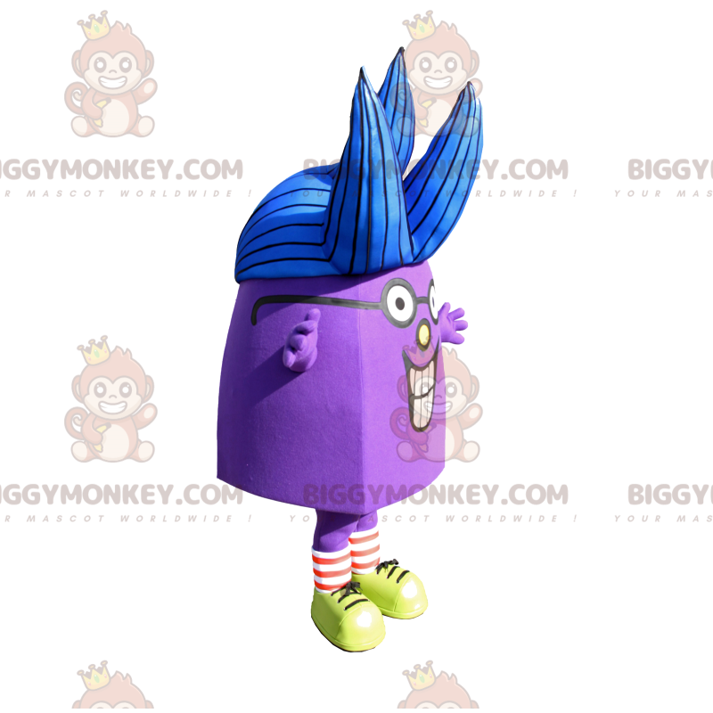 BIGGYMONKEY™ Mascot Costume Purple Character with Blue Hair –