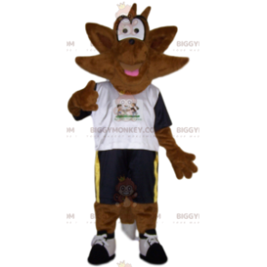 Disfraz de mascota erizo marrón BIGGYMONKEY™ en ropa deportiva