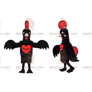 Black Chicken BIGGYMONKEY™ Mascot Costume with Beautiful Red