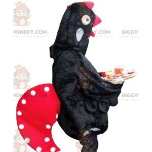 Costume de mascotte BIGGYMONKEY™ de poulet noir avec une belle