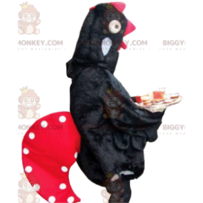 Black Chicken BIGGYMONKEY™ Mascot Costume with Beautiful Red