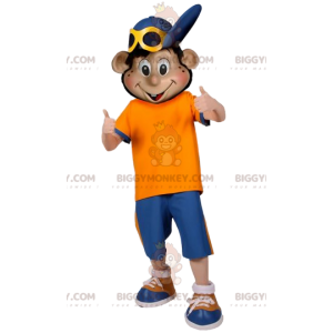 Disfraz de mascota Boy BIGGYMONKEY™ en ropa deportiva con gorra
