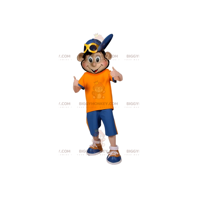 Boy BIGGYMONKEY™ Mascot Costume In Sportswear With Cap –