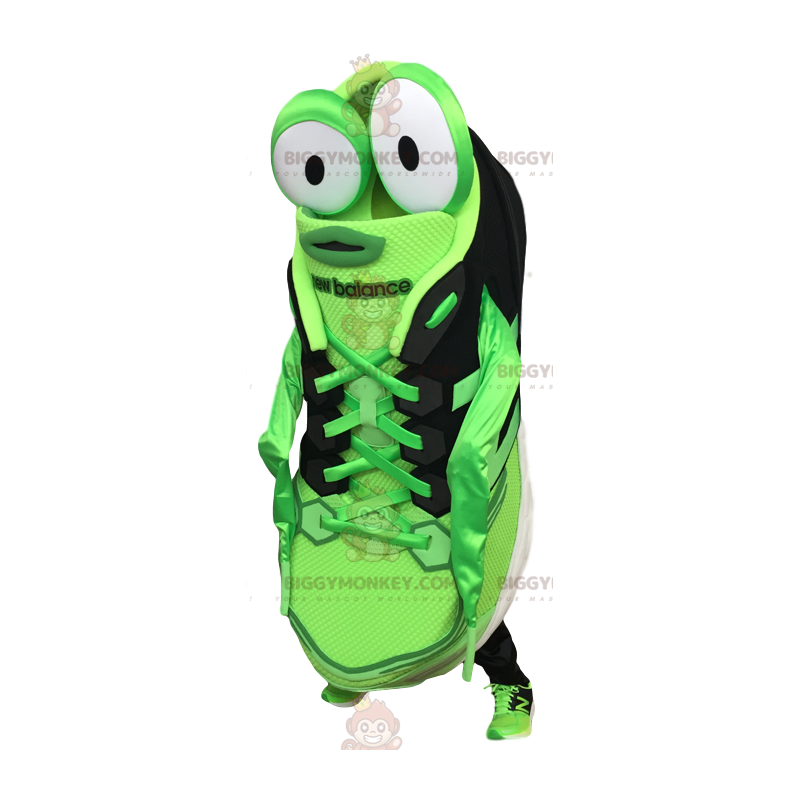 Green and Black Big Eyes Sneaker BIGGYMONKEY™ Mascot Costume –