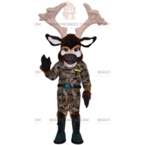 Costume de mascotte BIGGYMONKEY™ de cerf marron en tenue de