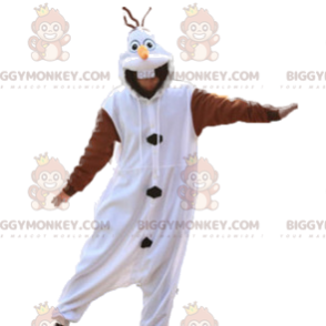 Costume de mascotte BIGGYMONKEY™ de lapin blanc et marron.