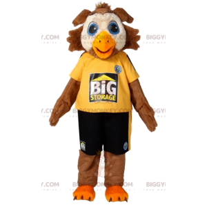 Bruine adelaar BIGGYMONKEY™ mascottekostuum in sportkleding.