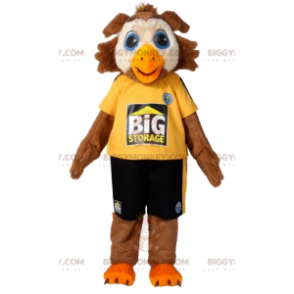 Traje de mascote de águia marrom BIGGYMONKEY™ em roupas