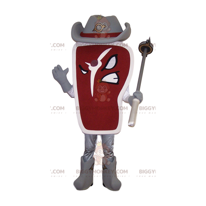 Costume de mascotte BIGGYMONKEY™ de morceau de viande avec un
