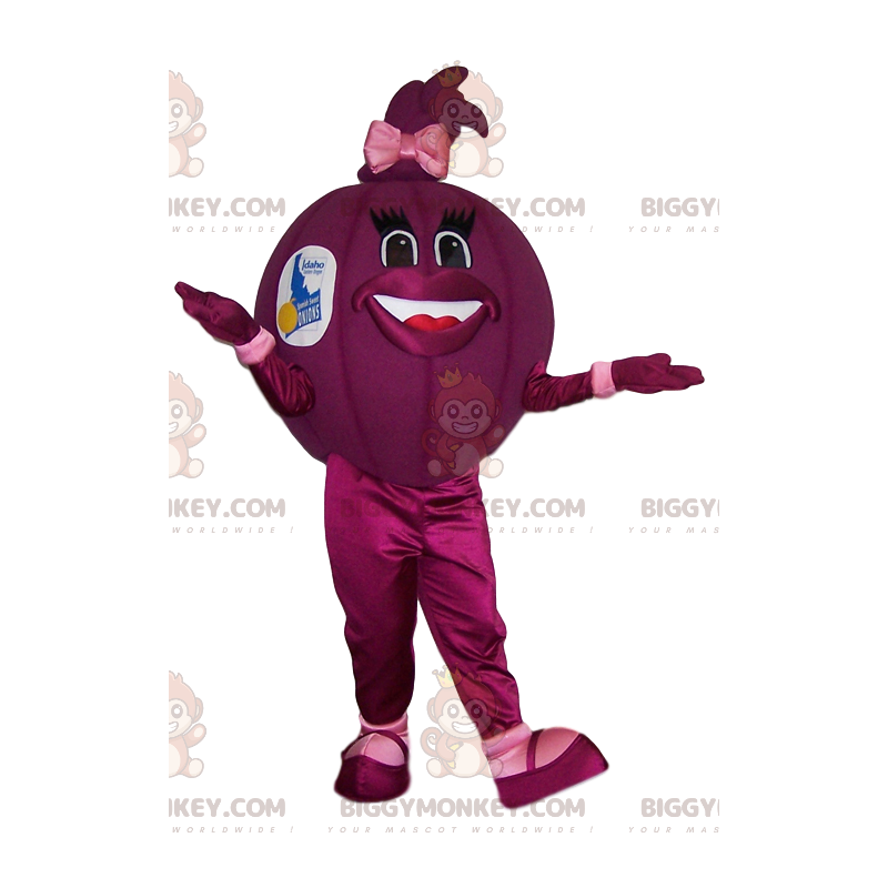 ¡Disfraz de mascota Fuchsia Ball BIGGYMONKEY™ con lazo para el