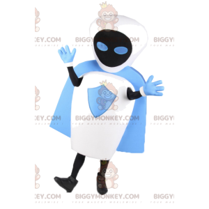 Blau-weißes Alien BIGGYMONKEY™ Maskottchen-Kostüm.