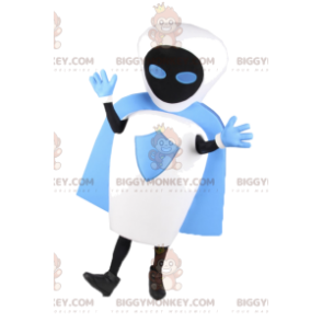 Blau-weißes Alien BIGGYMONKEY™ Maskottchen-Kostüm.