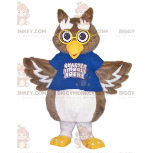 Costume de mascotte BIGGYMONKEY™ de hiboux avec un maillot bleu