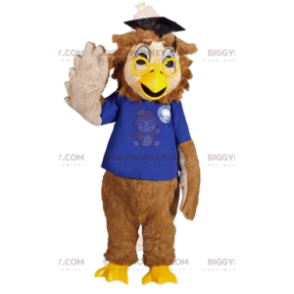 Owls BIGGYMONKEY™ Mascot Costume with Blue Shirt and Glasses -