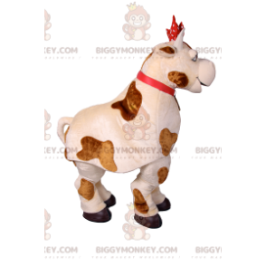 Costume de mascotte BIGGYMONKEY™ de vache avec un nœud rouge à