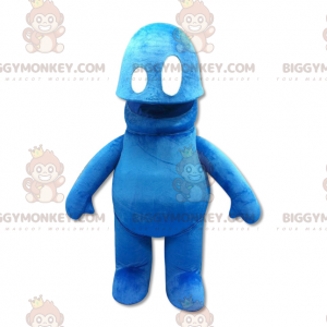 Traje de mascote de boneco de neve azul bonito e peculiar