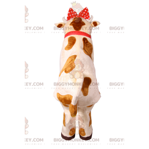 Costume de mascotte BIGGYMONKEY™ de vache avec un nœud rouge à