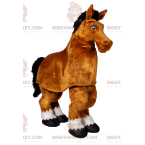 Traje de mascote de cavalo marrom BIGGYMONKEY™. fantasia de