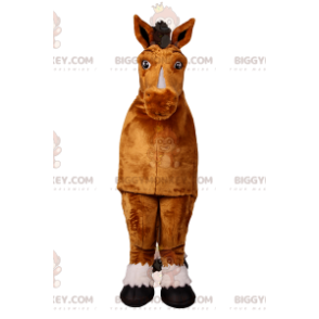 Costume mascotte cavallo marrone BIGGYMONKEY™. Costume da