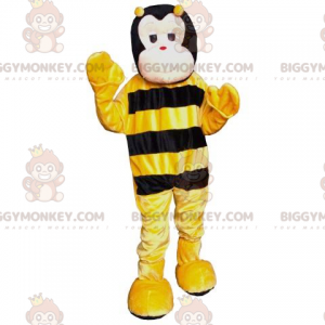 Linda fantasia de mascote BIGGYMONKEY™ de abelha preta e