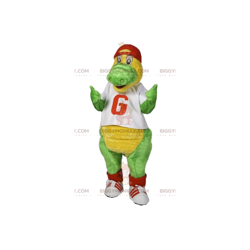 BIGGYMONKEY™ costume da mascotte di dinosauro verde con